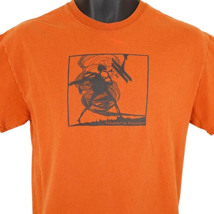 

Tyranny Is Tyranny T Shirt Mens Size Medium Orange Madison Wisconsin Heavy Rock S