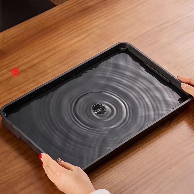 Artificial Stone Tea Tray Chinese Hollow Stripes Design Water Storage Trays Home Living Room Small Kung Fu Dry Tea Tray