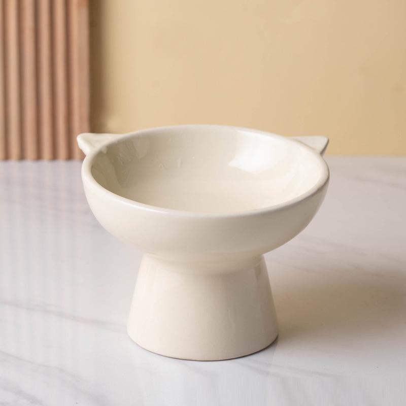 Creative Ceramic Drinking Water Food Bowls, Anti Overturning Neck Protection, Large caliber, Cute Cat Bowl, Pets Supplies, 1Pc