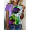 Ink Painting Floral T-Shirts Flower 3D Print Women Summer Short Sleeve Round Neck T Shirt Tees Harajuku Y2K Tops Female Clothing