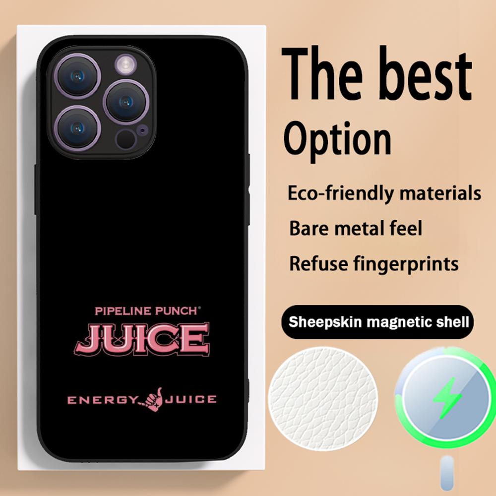 Custodia per Telefono MonsterS Juice Drink Flavor E-energyS Per iPhone 16 15 14 13 12 11 Plus Pro Max Lusso di Alta Gamma Magsafe Pelle di Pecora