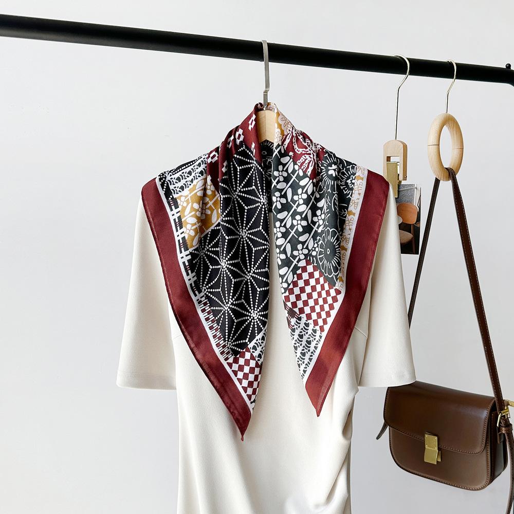 Spring And Summer Satin Long Scarf For Women Sunscreen Shawl Fashionable Beauty Scene Satin Long Scarf Versatile Travel Scarf