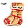 Creative Holiday Gifts for Friends Christmas Tree Serving Platter, Wooden Snack Tray Parties, Multi-Compartment Food Display Elk Design Dessert Plate