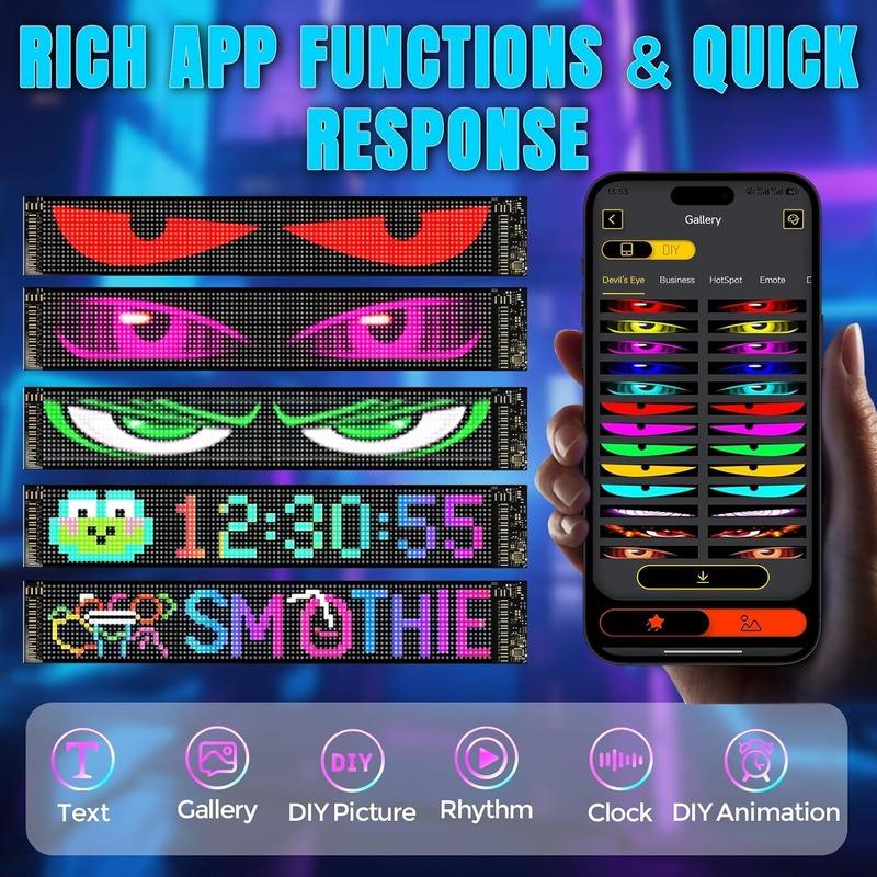 Smart Rgb Full Color Flexible Led Screen Bluetooth App Control Car Rear Window Advertising Rolling Display