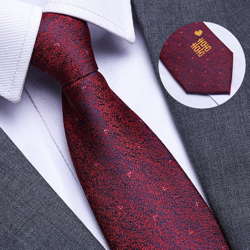 Married Men'S Red Zipper No-Tie Formal Tie Business Black Professional Groom Korean Version One-Pull Tie