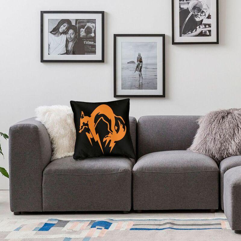Metal Gear Solid Fox Logo Dekokissenbezug 40*40cm für Sofa Videospiel Kissenbezug Quadratischer Kissenbezug Doppelseitiger Druck