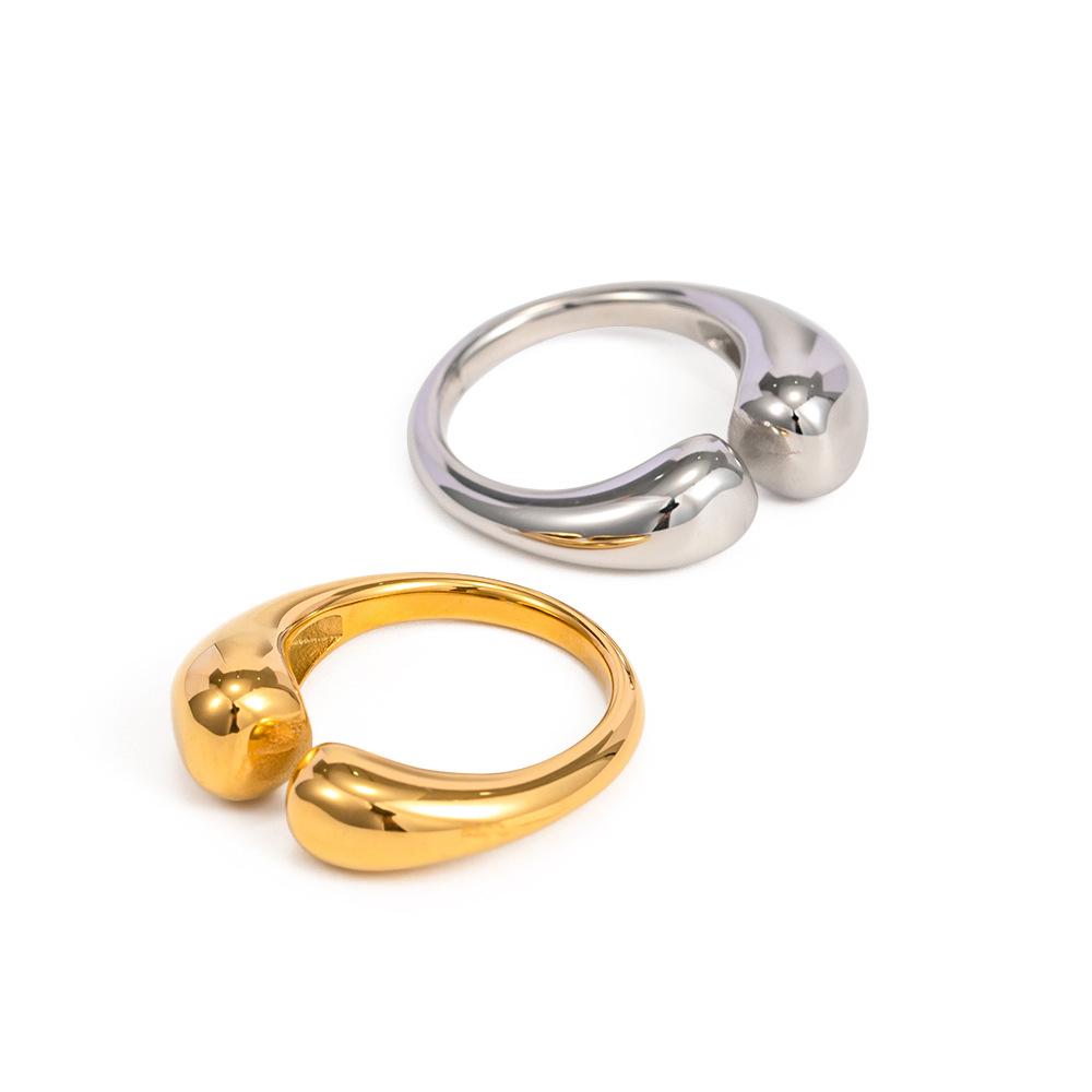 Adjustable Gold-Plated Stainless Steel Chubby Ring for Women - European & American Influencer Style
