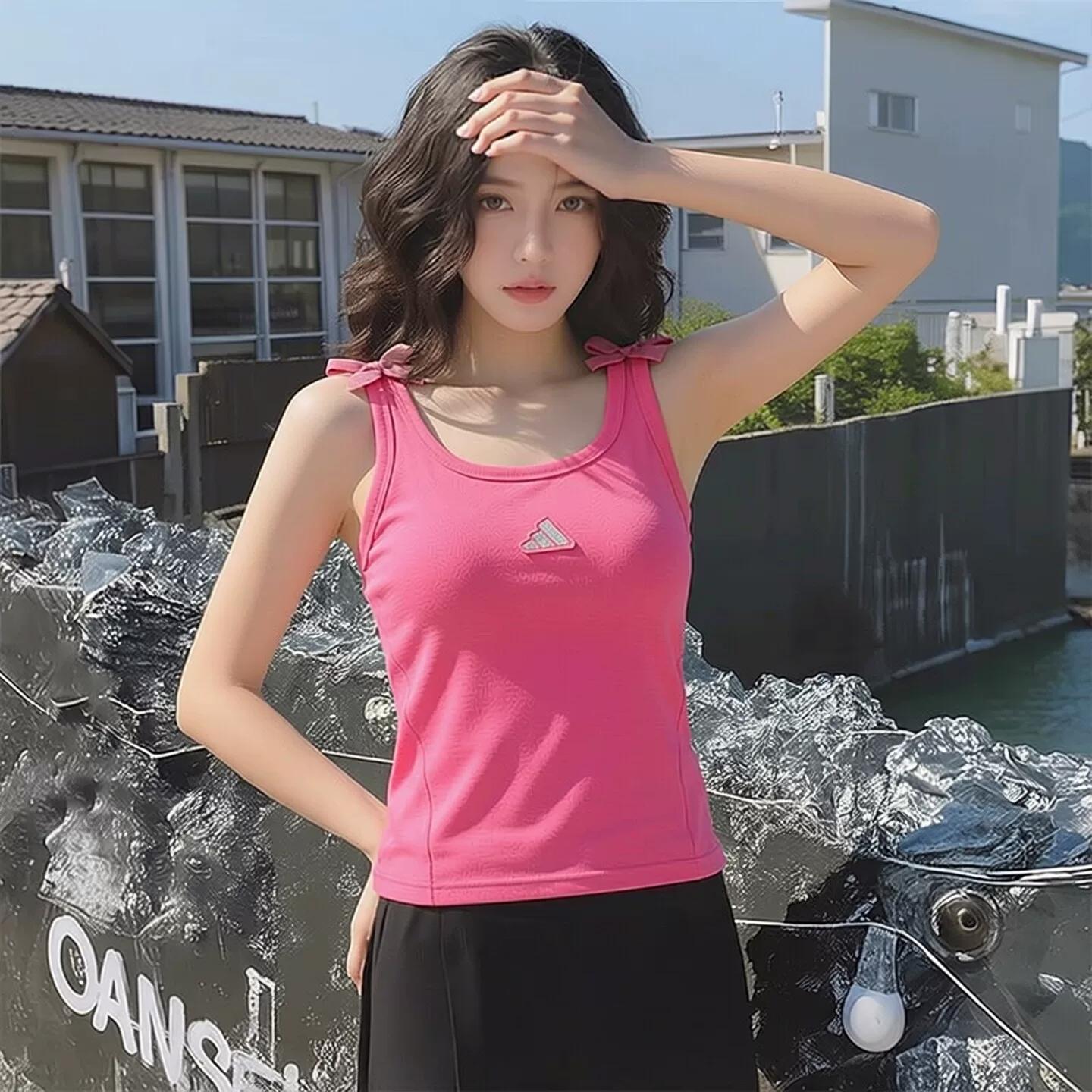 Adidas Adidas Vest Women s Summer New Sportswear Running Fitness Wear Yoga Sleeveless T-Shirt for Women S розовый