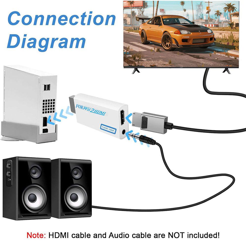 Full HD HDMI-Compatible Adapter For Wii Console Converter with 3.5mm Jack Audio Video Cable 720P For PC HDTV Monitor Display