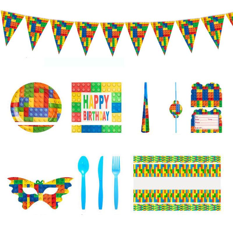 Complete Kids Birthday Celebration Tableware Set With Colorful Plates Cups Flags And Fun Party Supplies