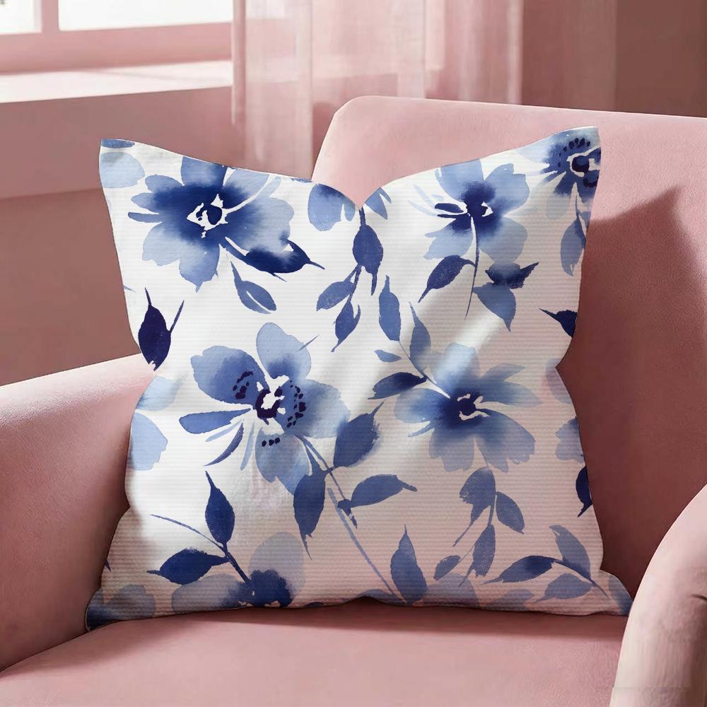 F-Floral Print Cushion Cover Fabric Soft Furnishing,Pillowcase, Cushion Cover, Sofa Pillow, Home Decoration