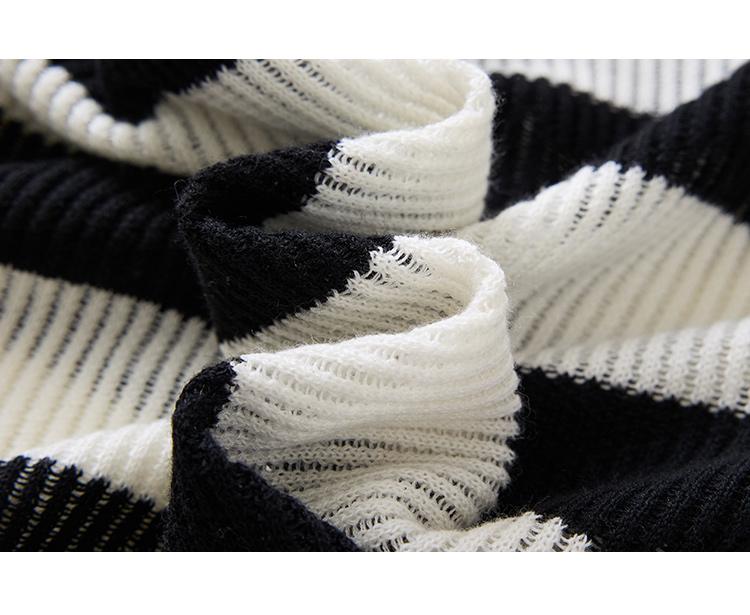 Sheep wool pullover sweater: autumn and winter new striped design for women's wool sweater, fashionable, loose and high-end