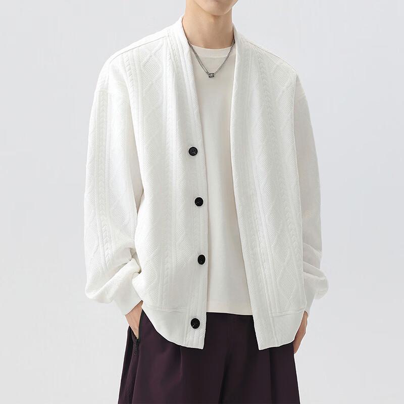 Мужской жаккардовый вязаный кардиган-свитшот с V-образным вырезом M