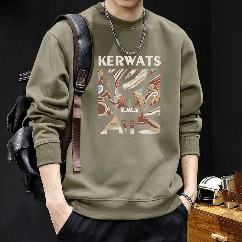 Men's American-Style Round Neck Sweatshirt, Loose Fit, Heavyweight Long Sleeve for Spring and Autumn, Trendy High-Quality Jacket
