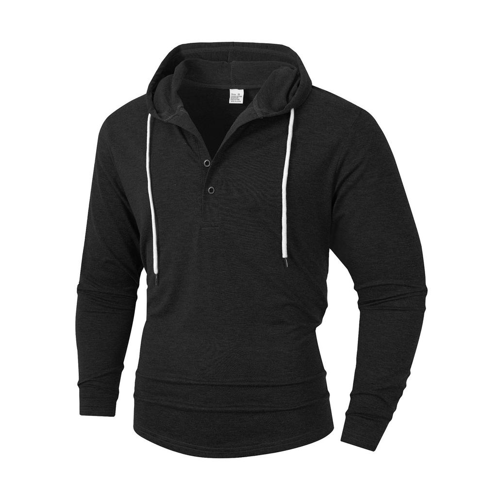 Men's Solid Color Stand Collar Button Sweatshirt Hoodie Men's Sports Large Size Casual Sweatshirt