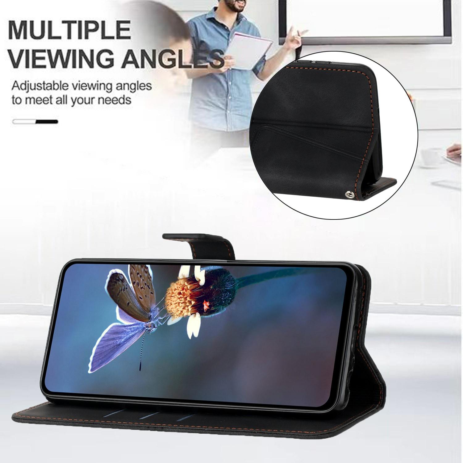 

For Samsung Galaxy A26 5G/A16 5G/A16 4G Case Triangle Imprinted Anti-Scratch Phone Wallet Cover Black