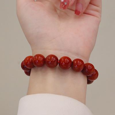 Natural Nanhong Agate Round Bead Bracelet Fashion Women Daily Jewelry Lucky Gift