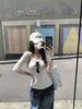 Gentle wind v-neck medium-sleeved t-shirt women's spring new yellow slim-fitting waist and thin temperament bottoming shirt top