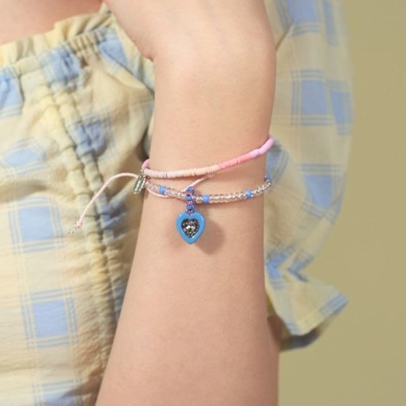 BONBEAU Herz Stein Farbe Perlen Armband Herz Stein Farbe Perlen Knoten Armband