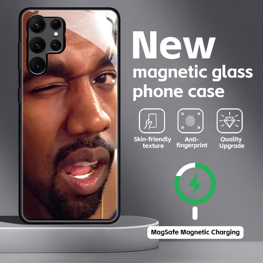 

K-kanye west Phone Case For Samsung S26 S25 S24 S23 S22 S21 Plus Ultra Note20 Glass Magnetic Case Galaxy S22 Ultra 5G