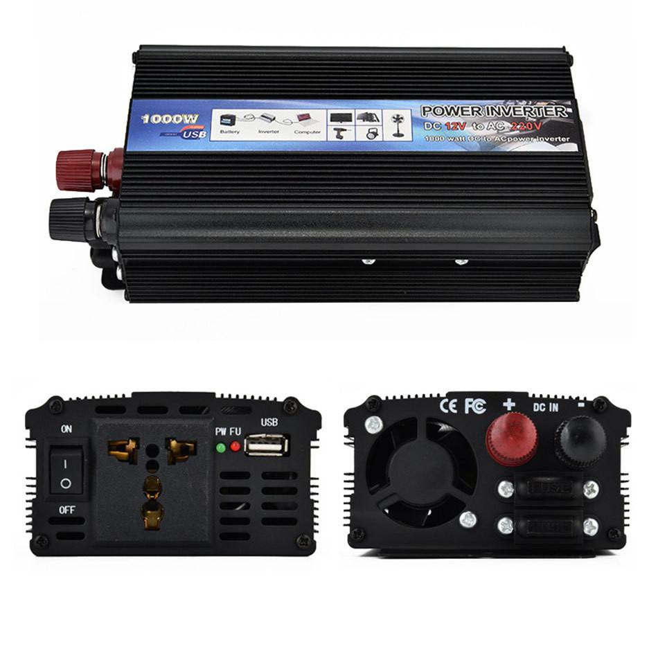 500W/1000W/2000W Portable Car Power Inverter 12V/24V To 220V Power Converter Household Sine Wave Voltage Transformer