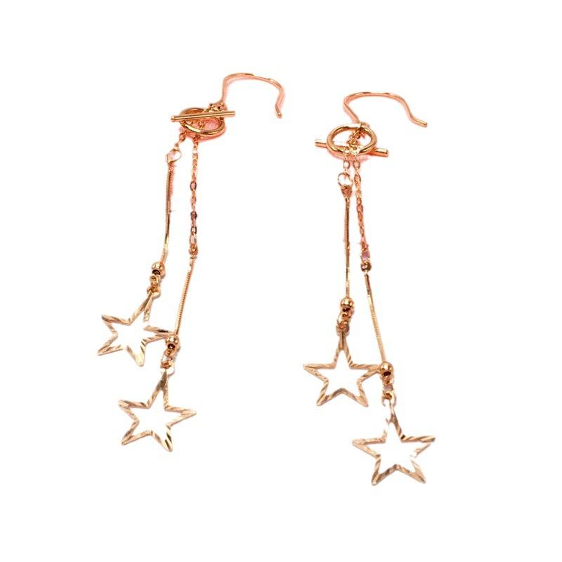Color Gold Pentagram Purple Gold Simple Fashion Foreign Gas Plated Rose Gold Long Earrings