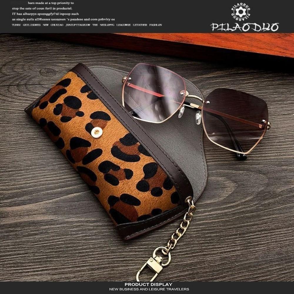 PU Leather Glasses Storage Bag Anti-pressure Leopard Print Myopia Glasses Case Lightweight Sunglasses Protective Cover