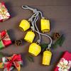 Hand Painted 25 Inch Rustic Wind Chime with 5 Floral Bells for Garden Porch Decor and Soothing Melodic Sounds (Yellow)