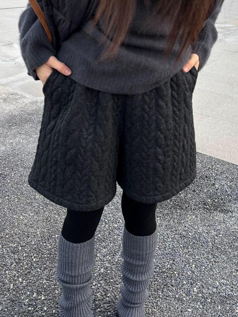 Korean Cable Knit Slimming Bootcut Wide-Leg Winter Pants