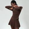 Milk Leather Yoga Long Sleeves Tops Lace Sports Pocket Short Skirt Wave Tennis Skirt Running Workout Outfit Women