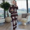 2024 Autumn Women's Casual Fashion Print Two-Piece Set: Loose Top & Long Pants