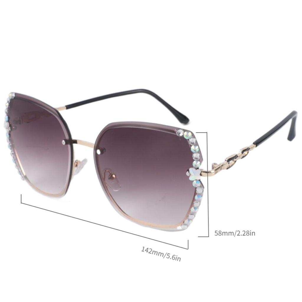 Stylish Design Rhinestone Sunglasses Women Oversized Rimless Sun Glasses