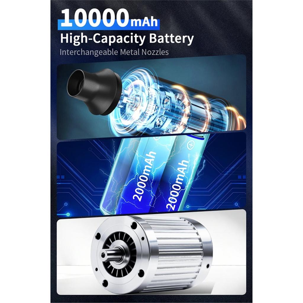 Electric Air Blower 10000mAh Turbo Fan Jet Fan with 5 Nozzles for Efficient Dust Cleaning