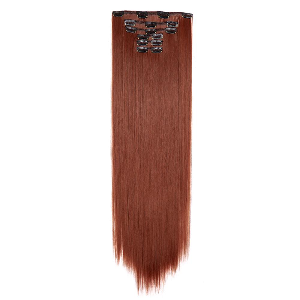 75Cm 30" Clip In Hair Extensions Long Straight Hair Pieces High Temperature Synthetic Fiber Soft Hair For Women Full Head