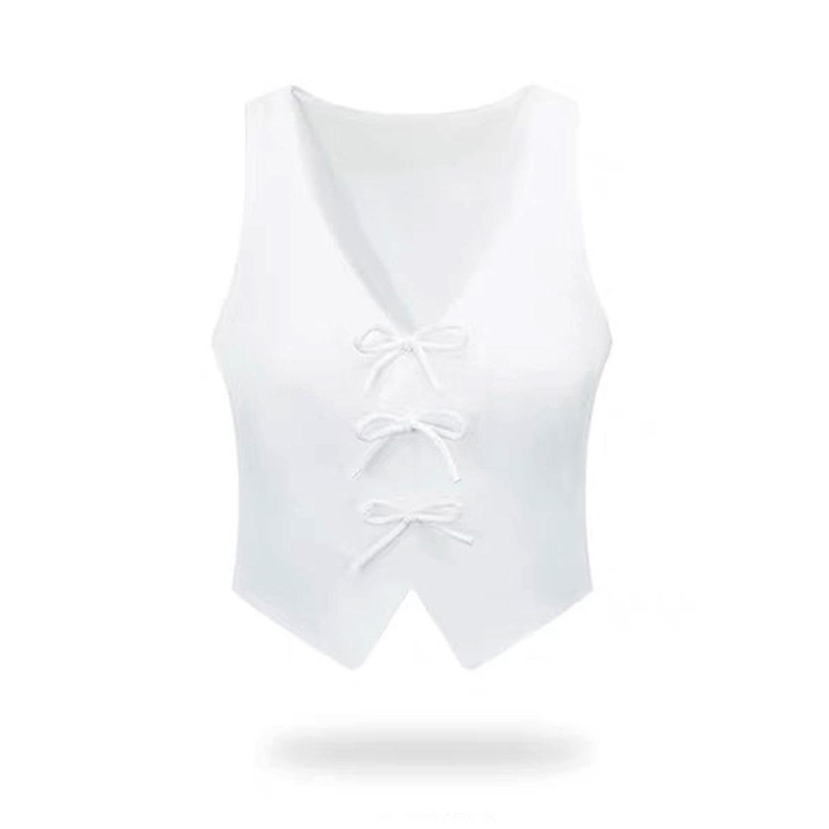 

Элегантный жилет для йоги с V-образным вырезом, бантом на спине и нагрудными вкладышами для женщин Medium