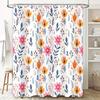Bright Floral Shower Curtain Waterproof Fabric Bathroom Decor Pink Blue Yellow Orange Red White Pattern Modern Style