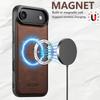SUTENI G5 For iPhone 17 Air Case Compatible with MagSafe Litchi Texture Leather Back Cover