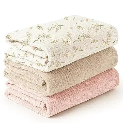 3pcs Set Cotton Muslin Swaddle Baby Wrap Blanket Set for Boys Girls Newborn Gifts Stroller Blankets Baby Bedding Kids Swaddling