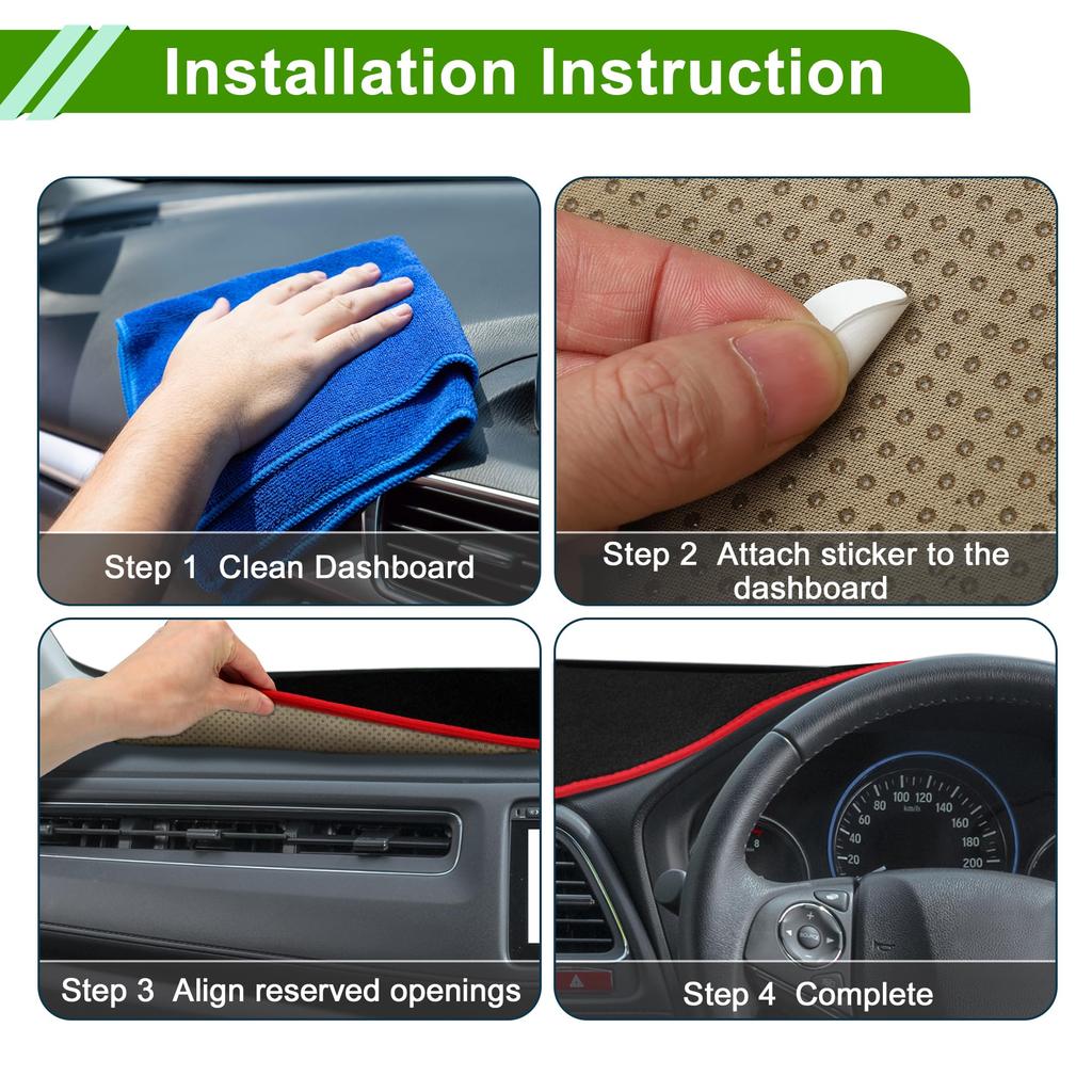 HOPESPANNER Dashboard Mat for Nissan Juke FY15 Series 2010 Dashboard Protective Car Dash Mat Suede Reduces Interior Custom Heat Black with Red Drive