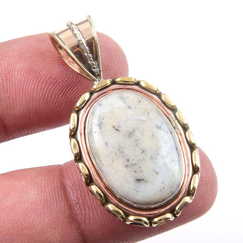 

Natural Dendrite Opal 925 Solid Sterling Silver Gift TwoTone Pendant 1.50 N2N98