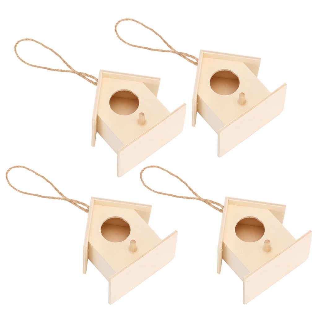 4PCS Wood Bird Nests Hanging Birdhouse Breeding Box Bird Cage for Garden DIY Decor