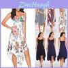 Fashion Summer Womens Sleeveless Vneck Dress With Irregular Printing And Strap Details