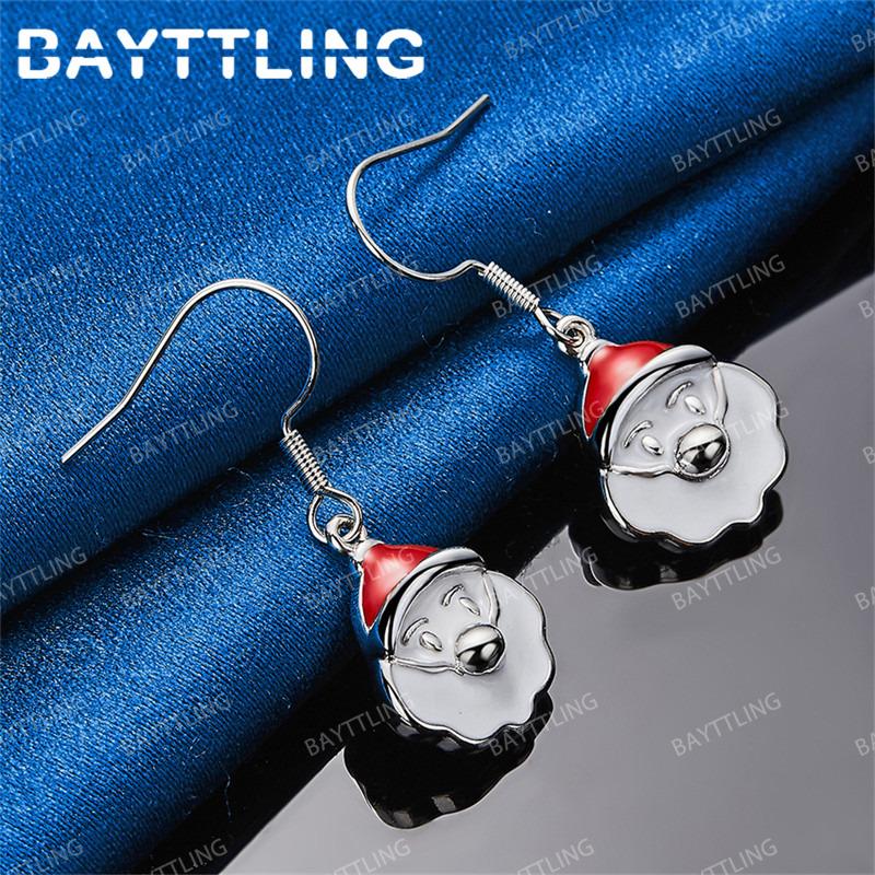 Luxurious 925 Sterling Silver Exquisite Santa Claus Earrings for Women Stylish Christmas Gift Jewelry Accessories