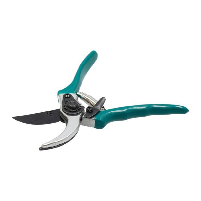 Ciseaux À Main - Vert Inox - Sécateur De Jardin - Lame Incurvée - Ergonomique - Verrou De Sécurité