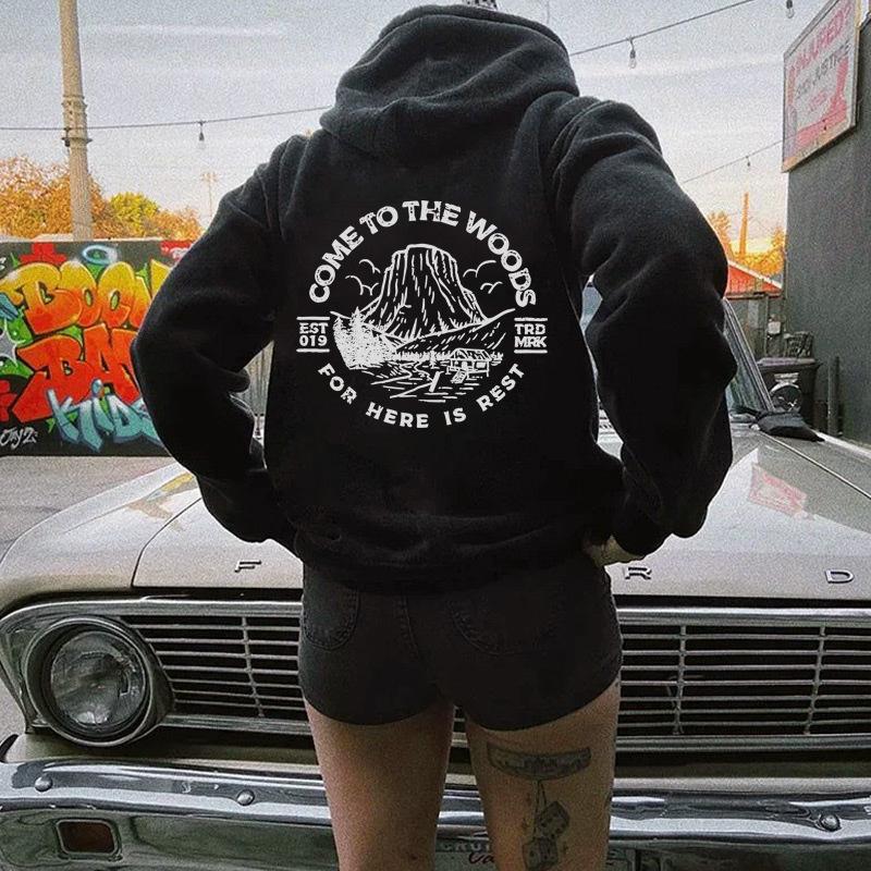 Autumn And Winter Sweater Peak Letter Fashion Printed Hooded Shoulder Sleeve Fleece Sweater Top