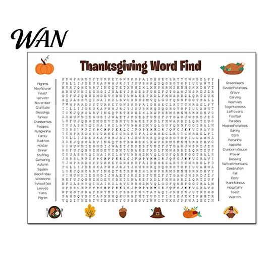 Festive Party Decor Poster-Size Word Search Thanksgiving Christmas Find Poster Giant Interactive Activity 36"X22" Wall Game for Family Holiday