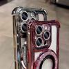 Double Bling Glitter Magsafe Bracket Case for iPhone 16 Pro Max Plus Transparent Plating Cover for iPhone 13 12 11 14 15 Pro Max
