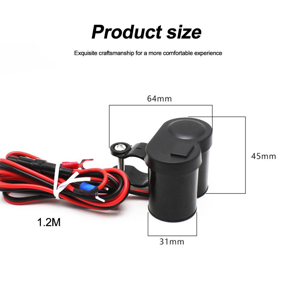 USB Charger Cigarette Lighter Socket Motorcycle Handlebar Power Adapter Waterproof With Switch For Motorbike Phone Navigation