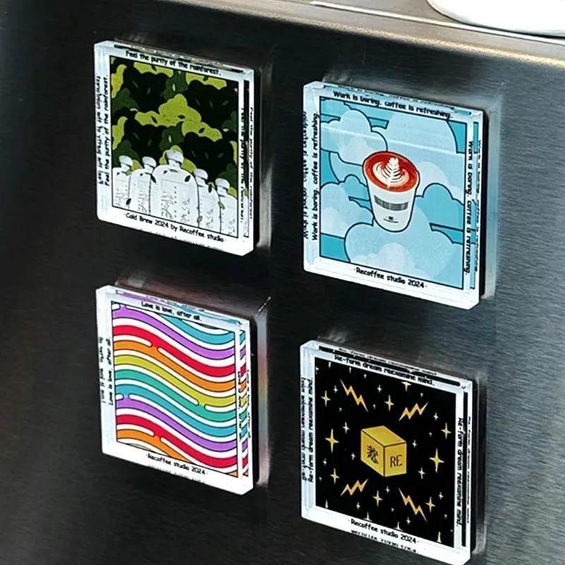 10 Stuks Zeer Transparant Acryl Vierkant Rond Met Magnetisch Vel Materiaal Pakket Huisdecoratie Diy Koelkastmagneet
