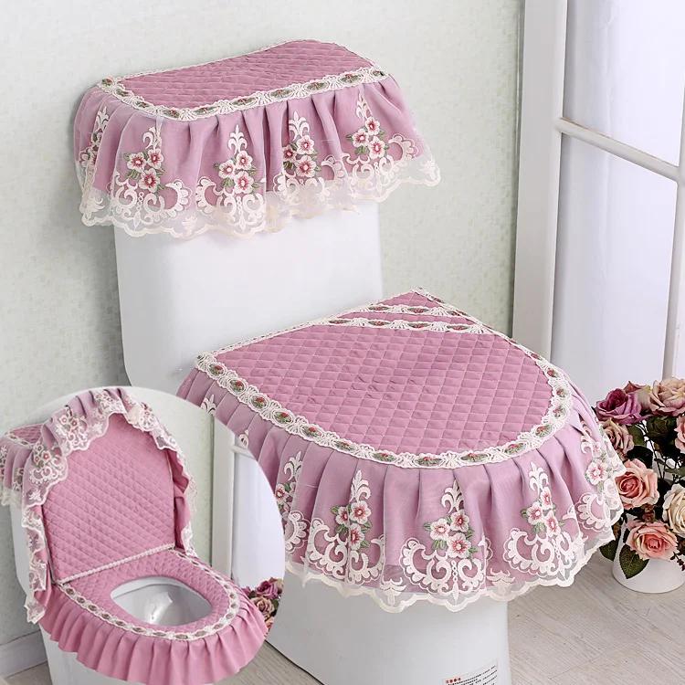 3 buc/set capac pentru scaun de toaletă capac pentru rezervor de apă pentru toaletă huse de praf pernă detașabilă pentru toaletă pânză